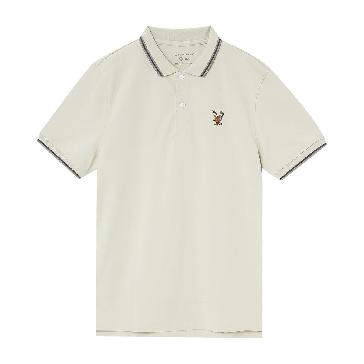 Men's Cotton Lycra Pique Polo - Slim Fit, Eagle Embroidery