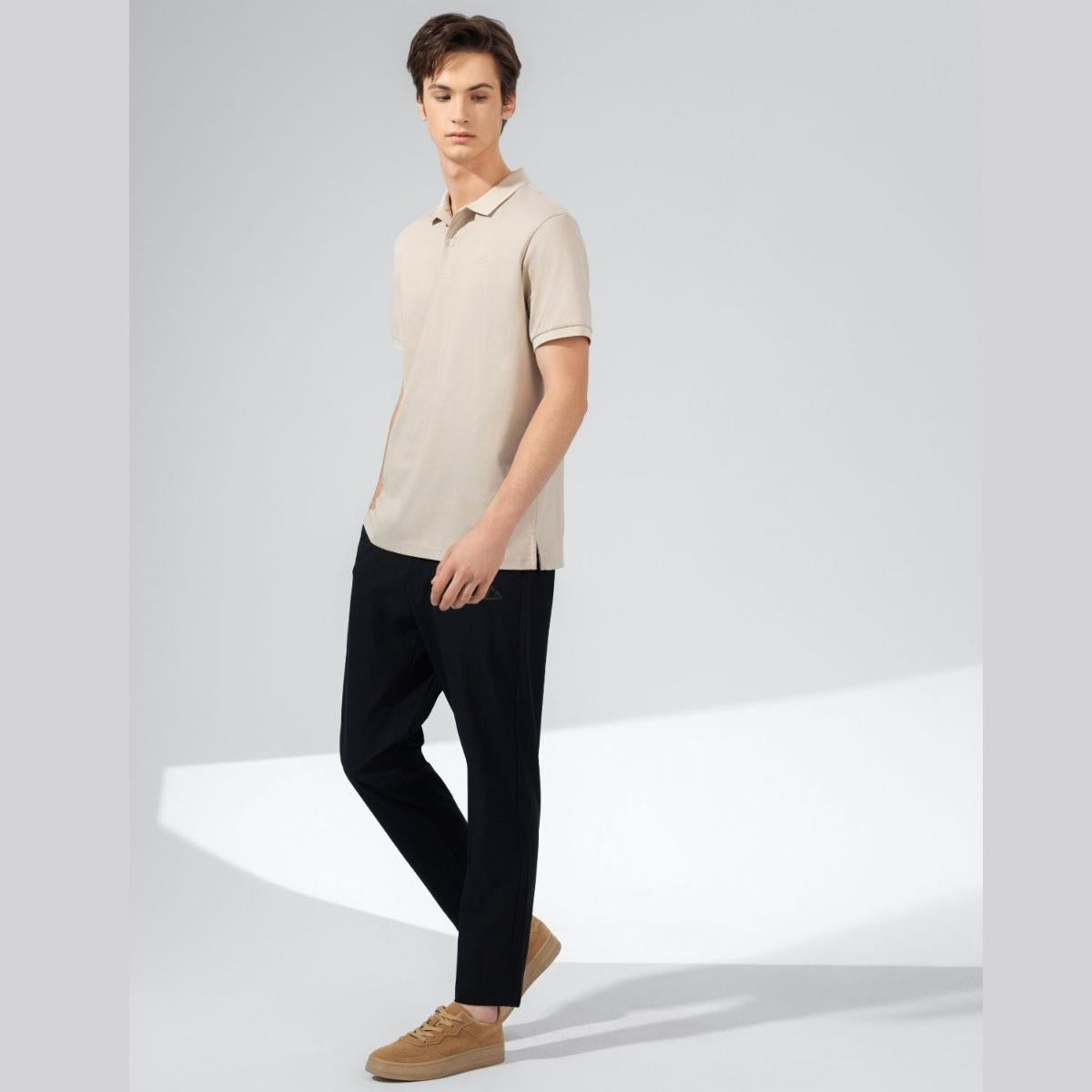 Cotton Interlock Flat Knit Color Short Sleeve Slim Embroidered Solid Polo (Liquid Touch)