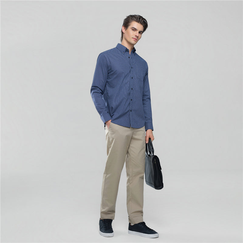 Men’s Cotton Oxford Wrinkle Free Long-Sleeve Shirt