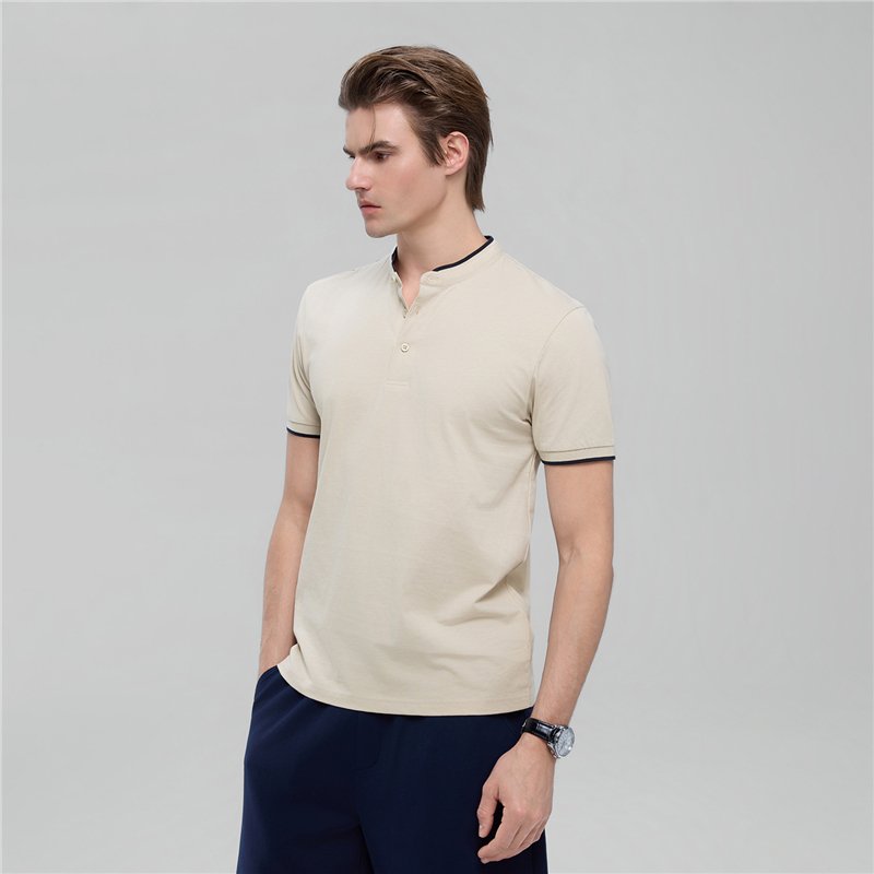 Men's Cotton Jersey Henley Short Sleeve Slim Fit Tee