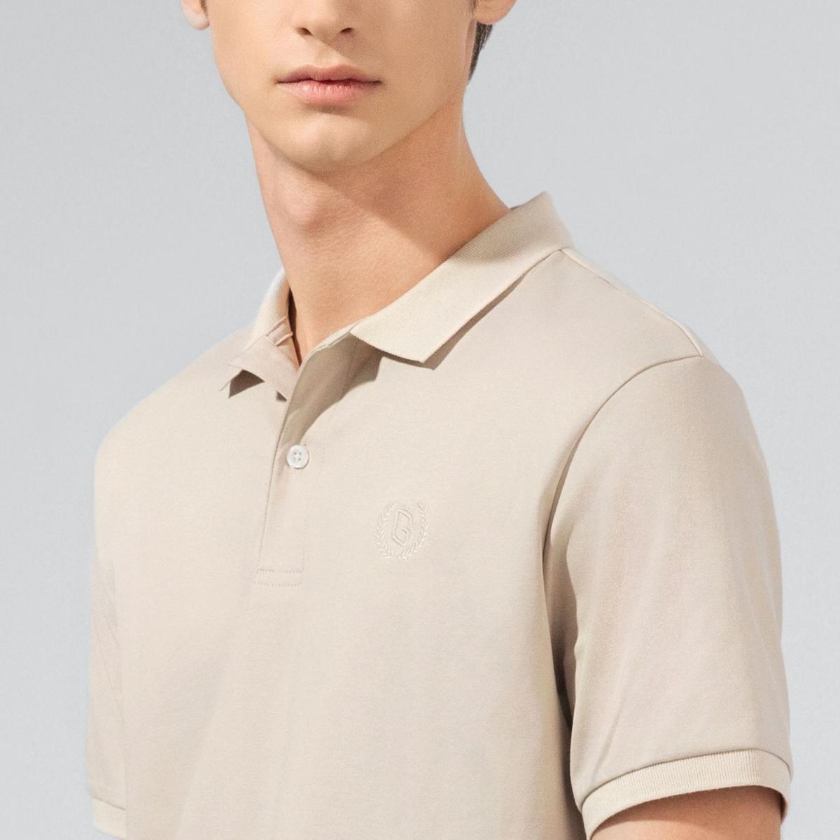 Cotton Interlock Flat Knit Color Short Sleeve Slim Embroidered Solid Polo (Liquid Touch)