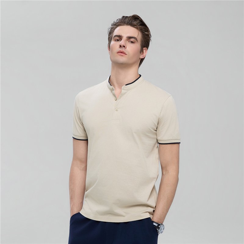 Men's Cotton Jersey Henley Short Sleeve Slim Fit Tee