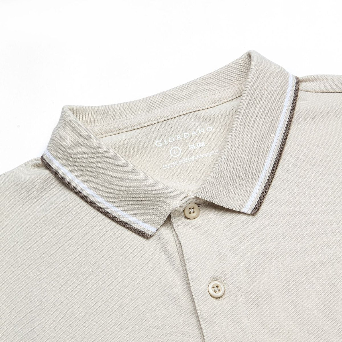 Men's Slim Pique Cotton Lycra Solid Polo with Flat Knit Collar