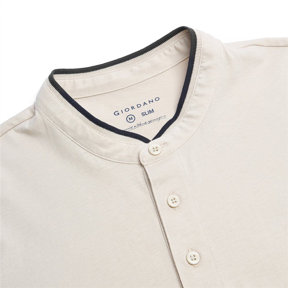 Men's Cotton Jersey Henley Short Sleeve Slim Fit Tee