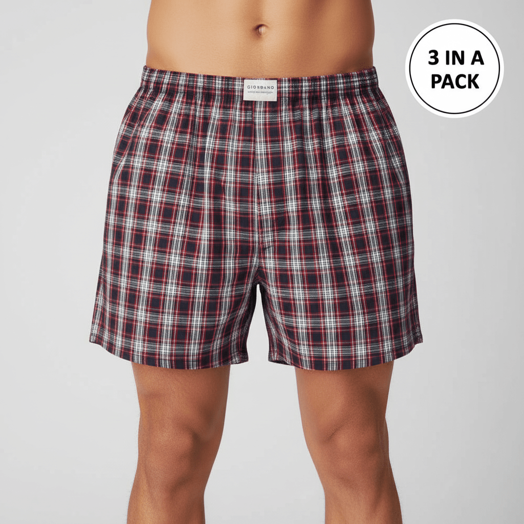 Men's Regular Fit Cotton Poplin Boxers 3-Pack