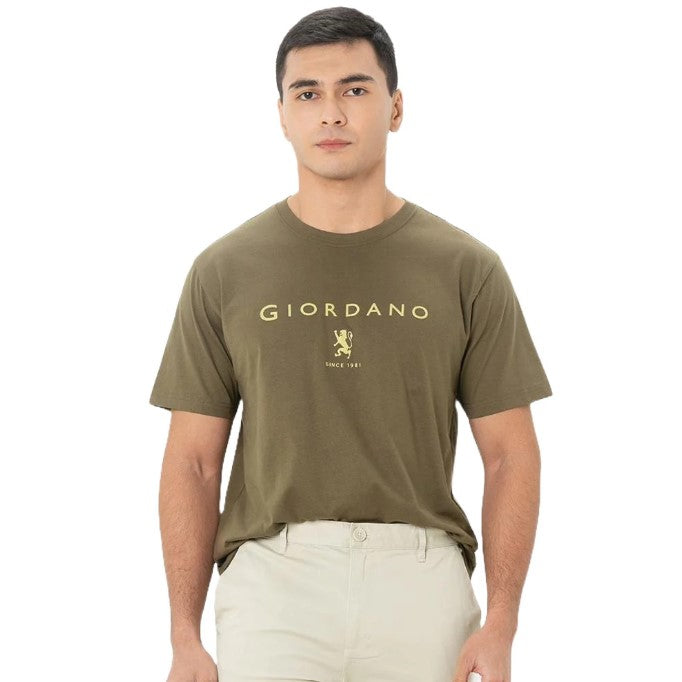 تي شيرت قطني جيرسي بطبعة نحيفة وأكمام قصيرة ورقبة دائرية