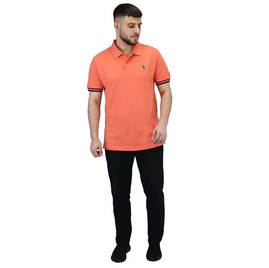 Men's Performance Slim Fit Lion Embroidery Solid Polo