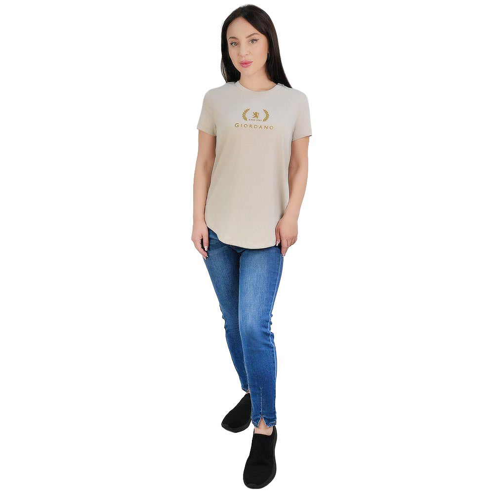 Women's Regular Fit Cotton Crew Neck Printed Tee