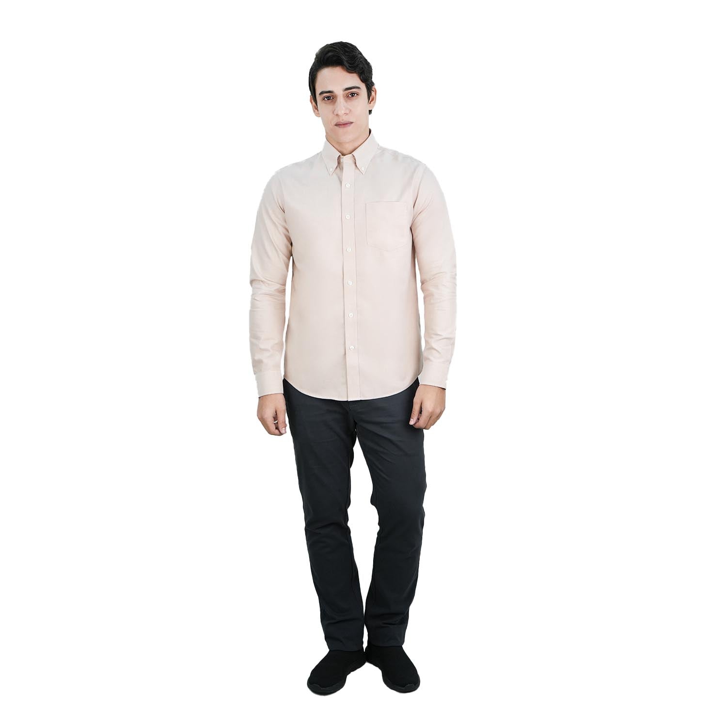 Men's Wrinkle-Free Cotton Oxford Long Sleeve Shirt