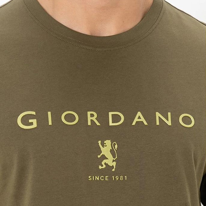 تي شيرت قطني جيرسي بطبعة نحيفة وأكمام قصيرة ورقبة دائرية