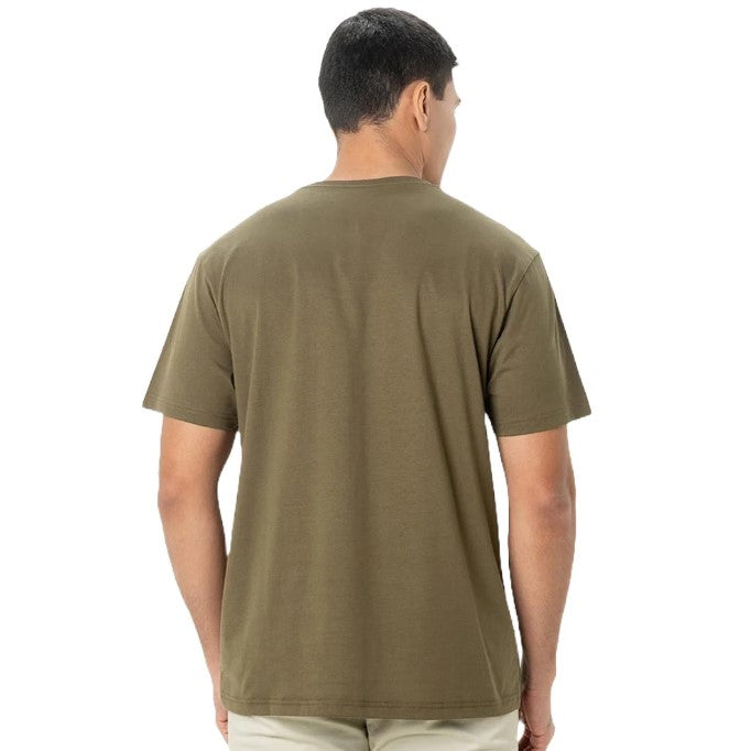 تي شيرت قطني جيرسي بطبعة نحيفة وأكمام قصيرة ورقبة دائرية