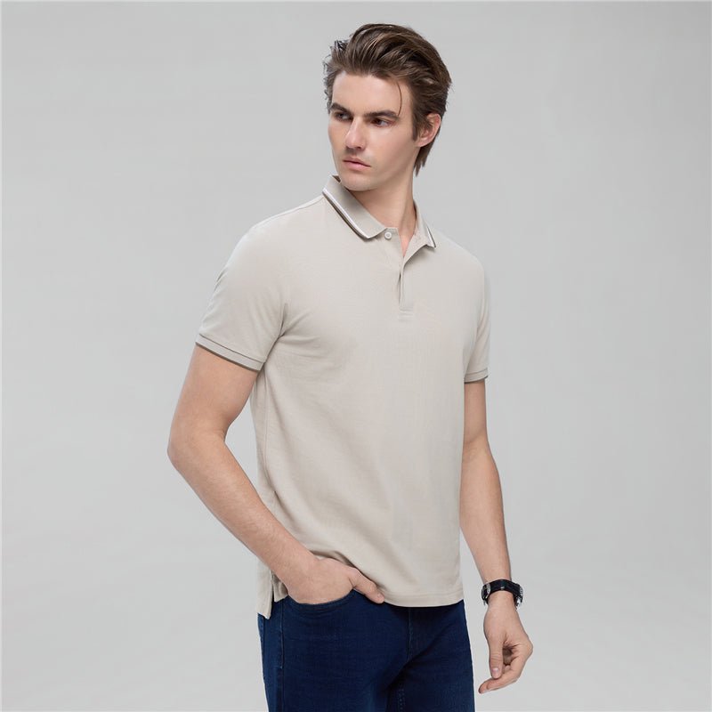 Men's Slim Pique Cotton Lycra Solid Polo with Flat Knit Collar