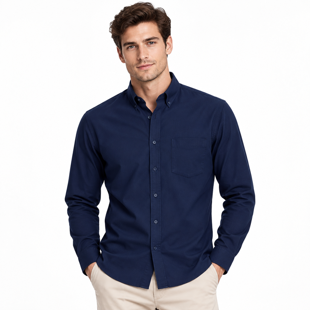 Men’s Cotton Long-Sleeve Wrinkle-Free Shirt