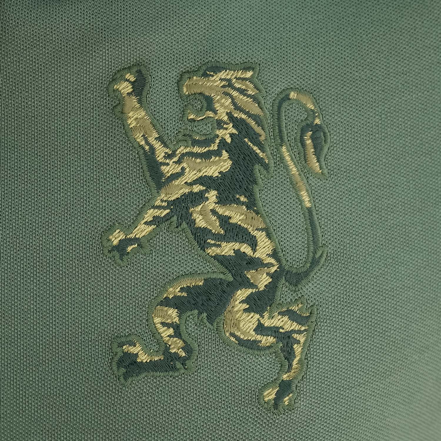 Men's 3D Lion Polo: Slim Fit, Bold Embroidery, Premium Pique