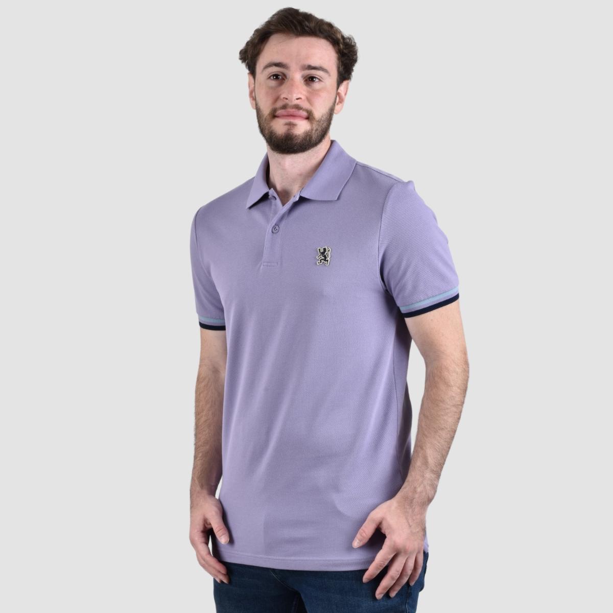 Men's Performance Slim Fit Lion Embroidery Solid Polo