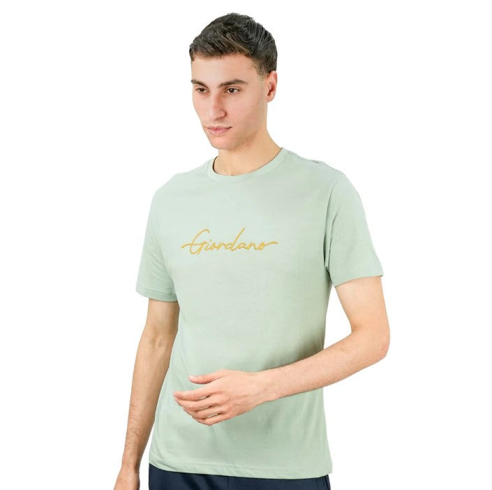 Men's Cotton Crewneck Tee With Signature Print