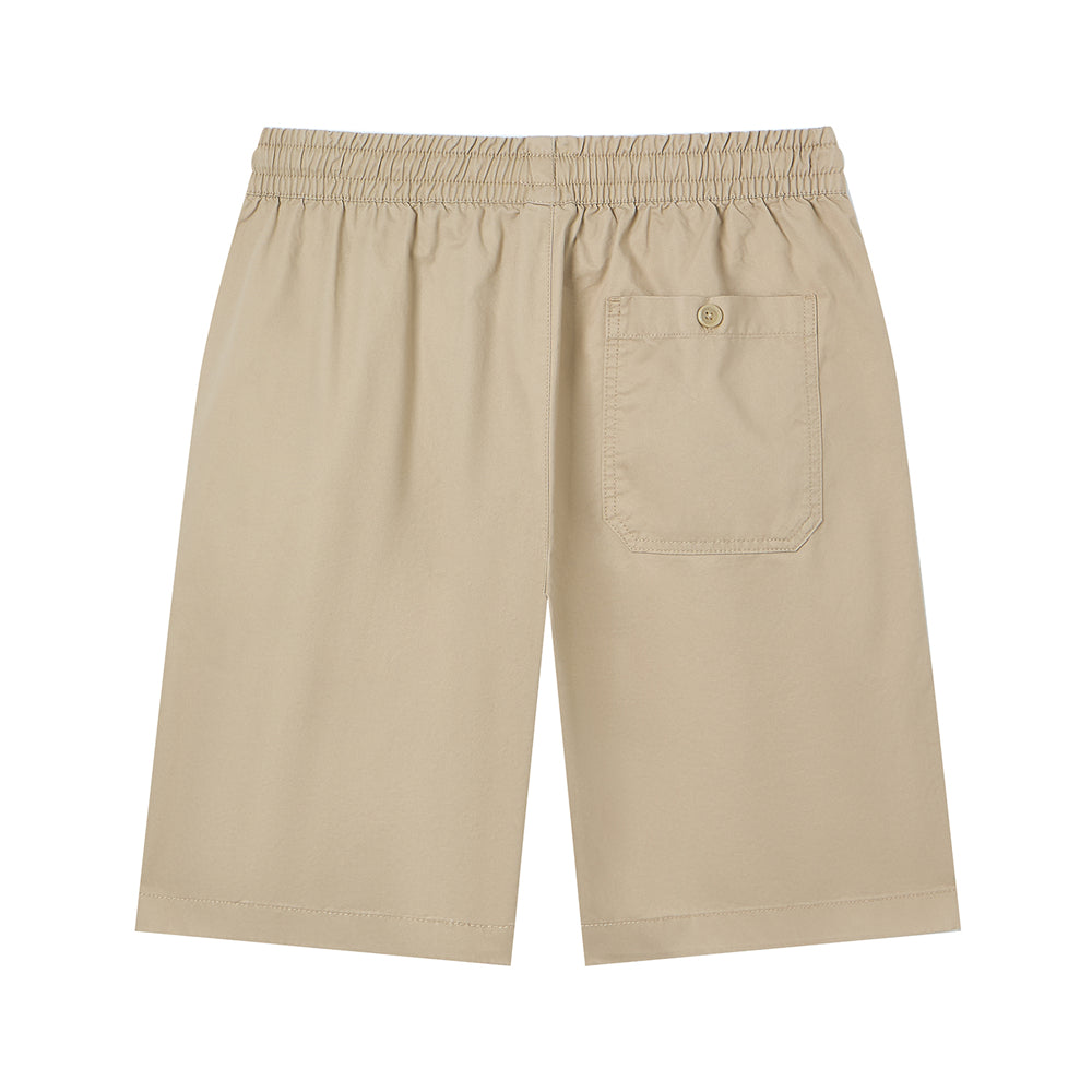 Men's Slim Fit Elastic Waist Bermuda Cotton Twill Mid Rise