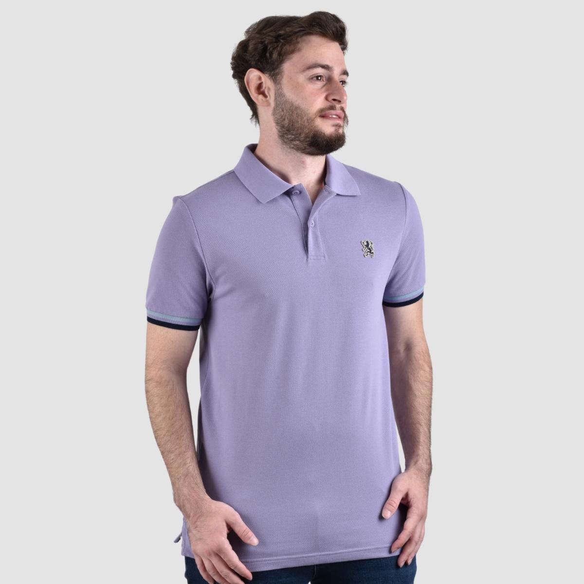 Men's Performance Slim Fit Lion Embroidery Solid Polo