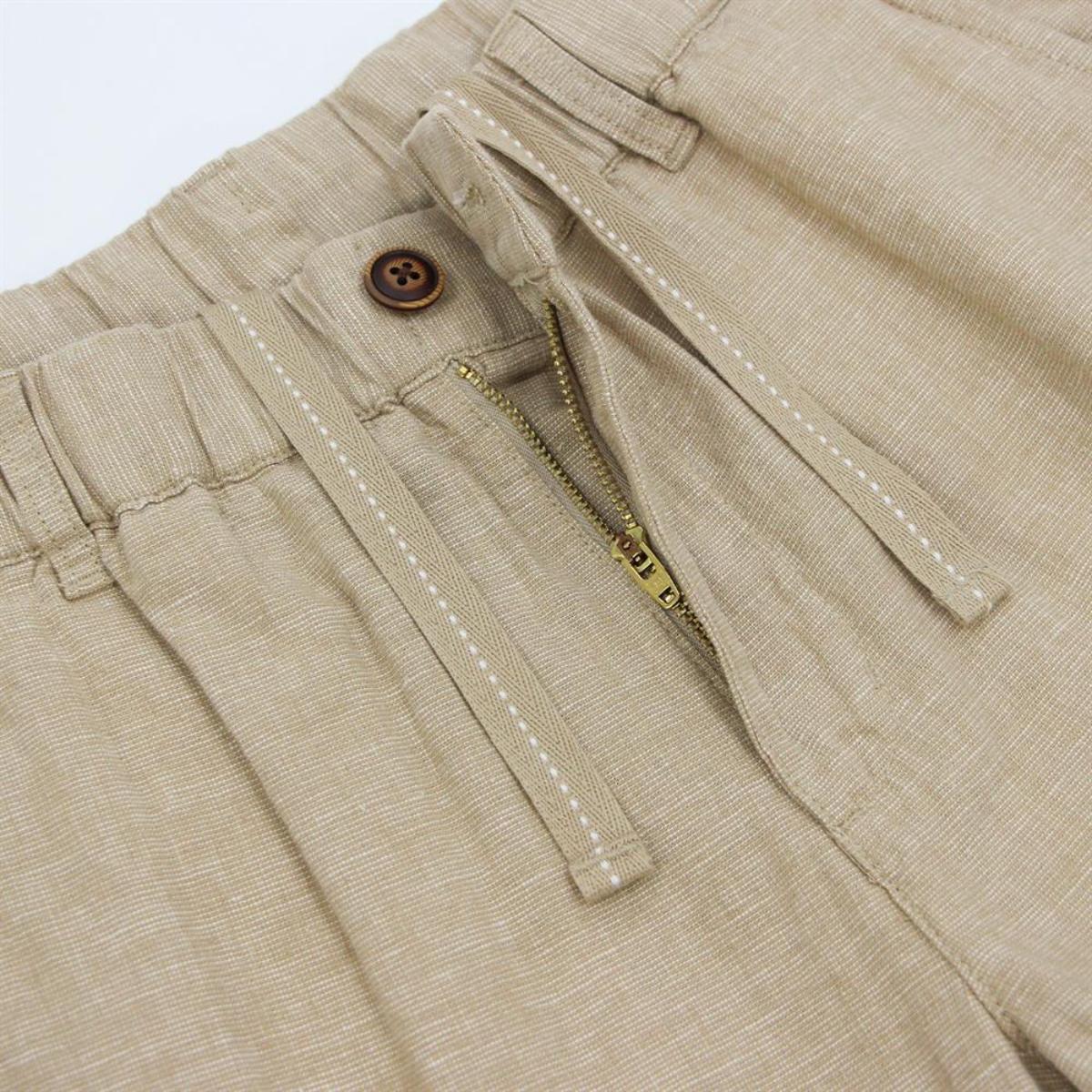 Men's Shorts Linnen/Cotton Plan Wave Low Rise Slim Triple Elastic Wrest Bermuda