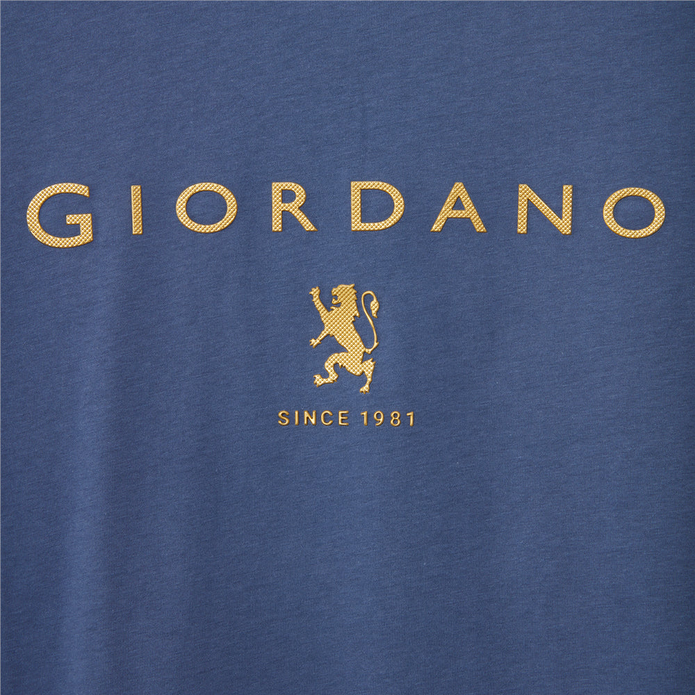 تي شيرت قطني جيرسي بطبعة نحيفة وأكمام قصيرة ورقبة دائرية