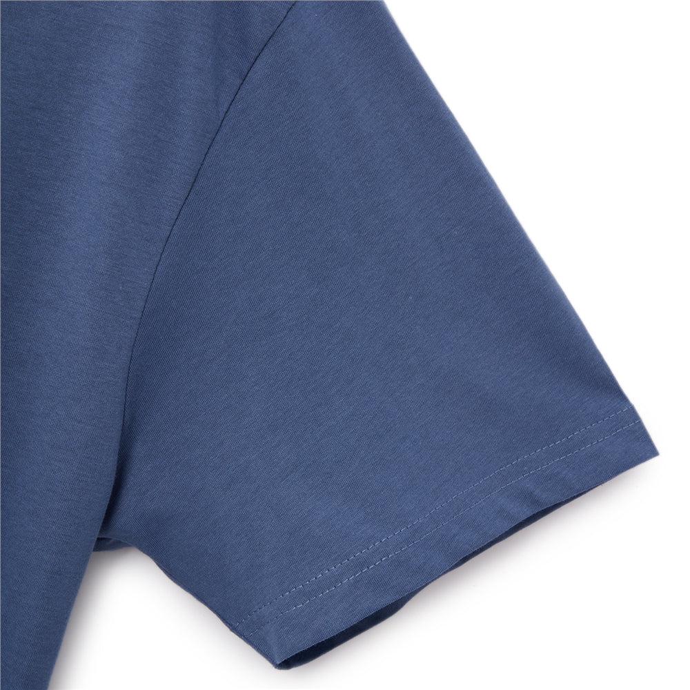 تي شيرت قطني جيرسي بطبعة نحيفة وأكمام قصيرة ورقبة دائرية