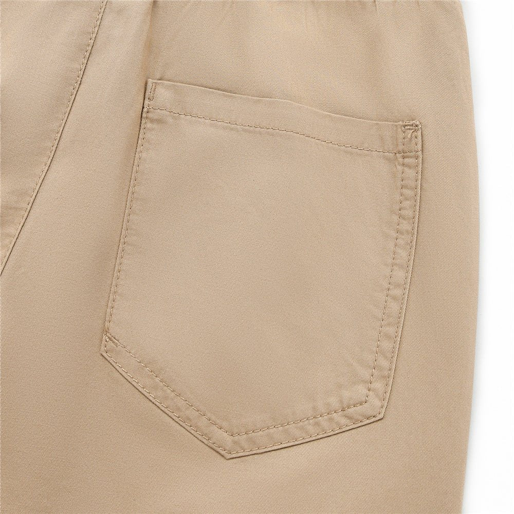 Kid's Cotton Twill Drawstring Shorts With Elastic Waist