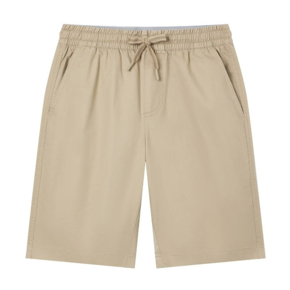 Men's Slim Fit Elastic Waist Bermuda Cotton Twill Mid Rise
