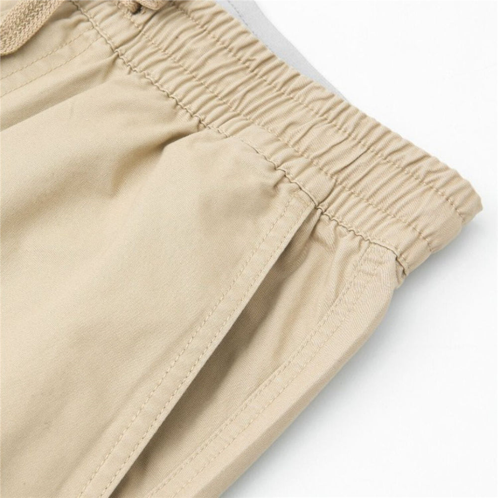 Men's Slim Fit Elastic Waist Bermuda Cotton Twill Mid Rise