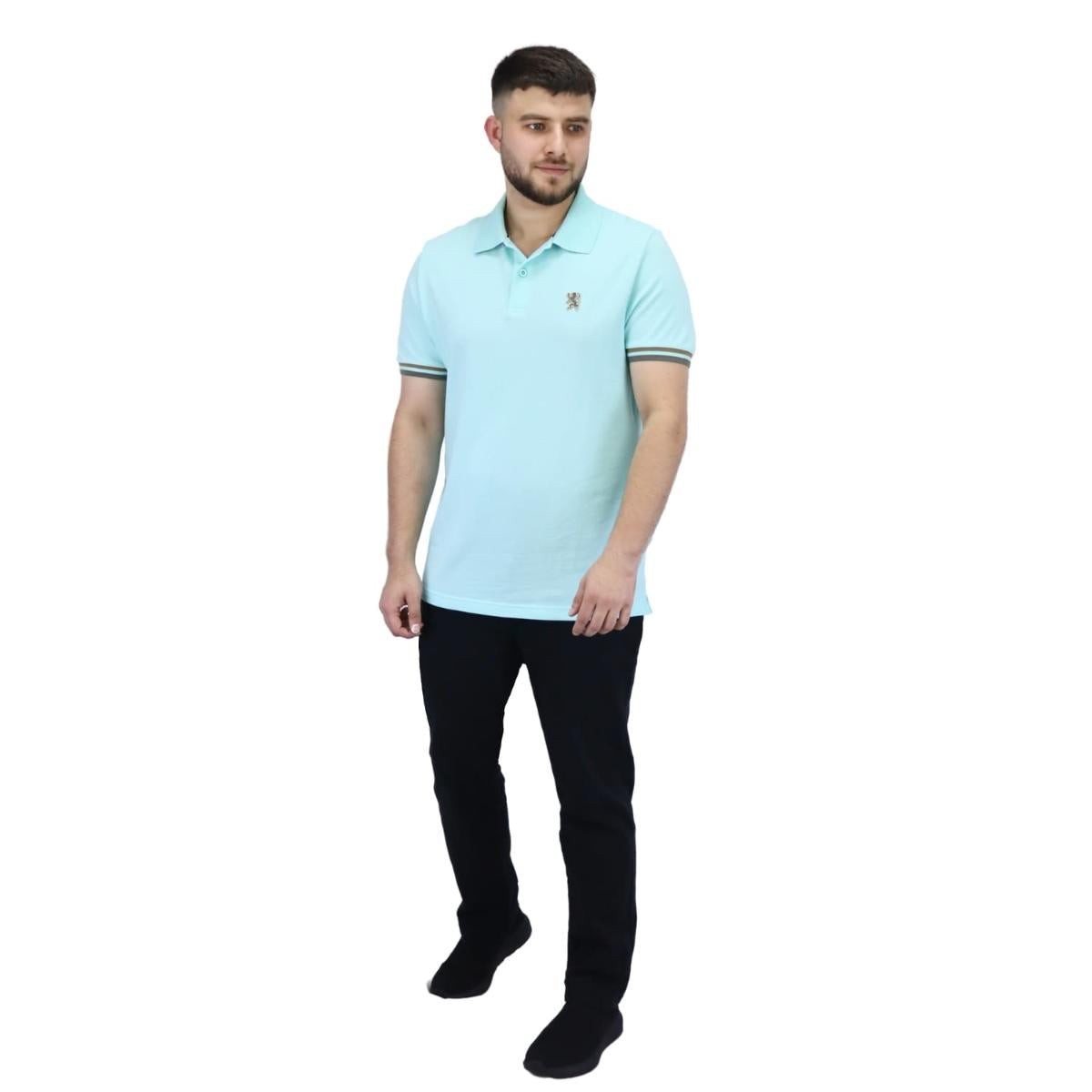 Men's Performance Slim Fit Lion Embroidery Solid Polo