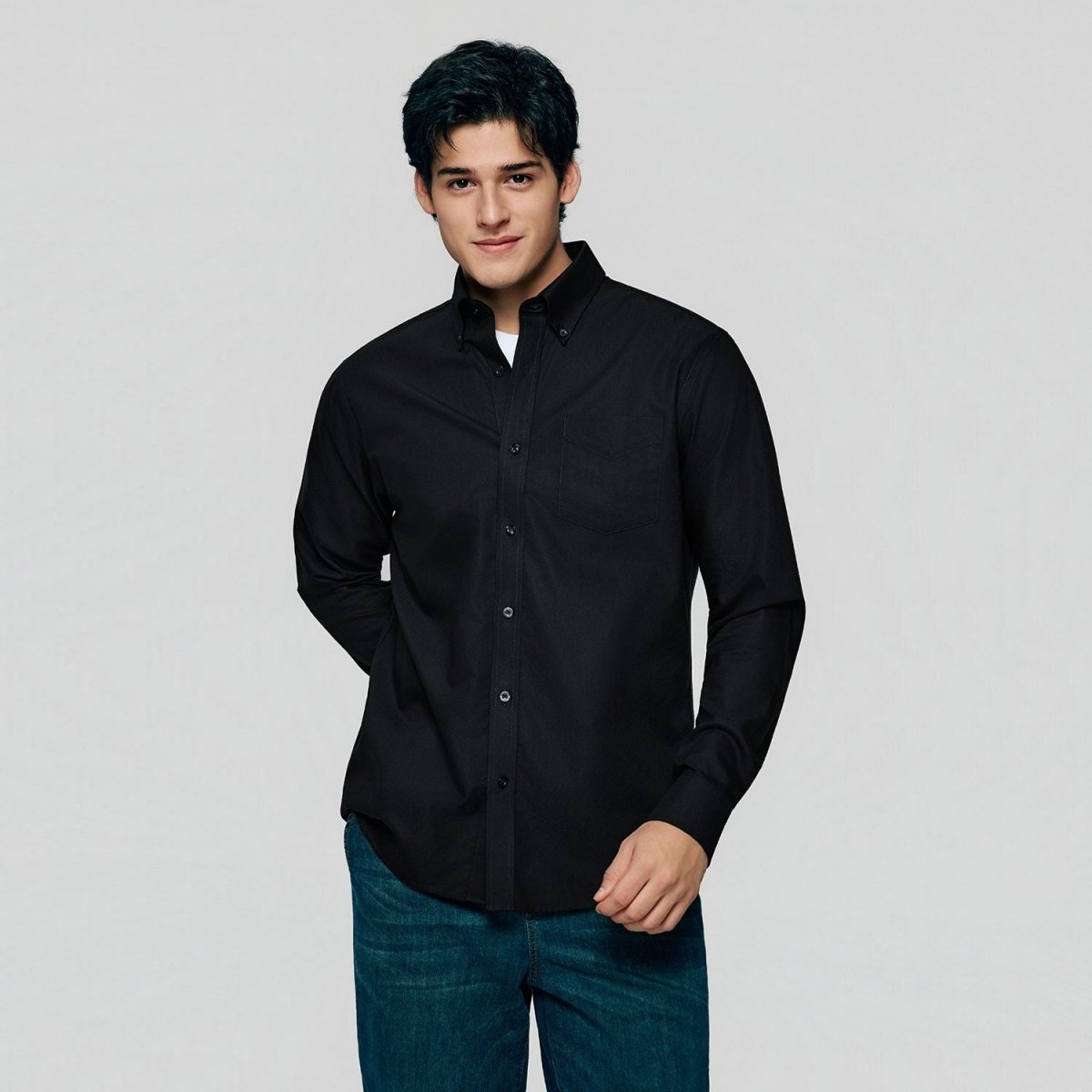 Men’s Cotton Long-Sleeve Wrinkle-Free Shirt
