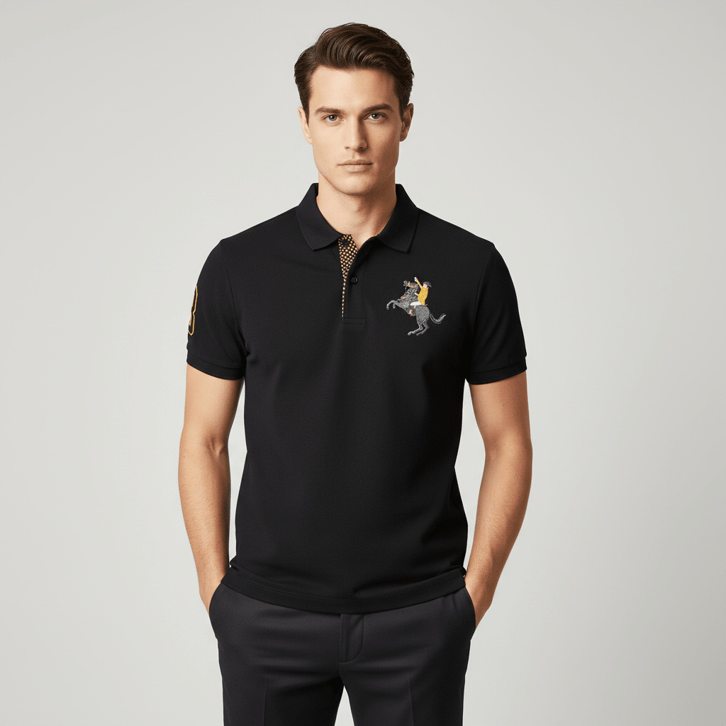 Men’s Cotton Slim Pique Polo with Napoleon Embroidery