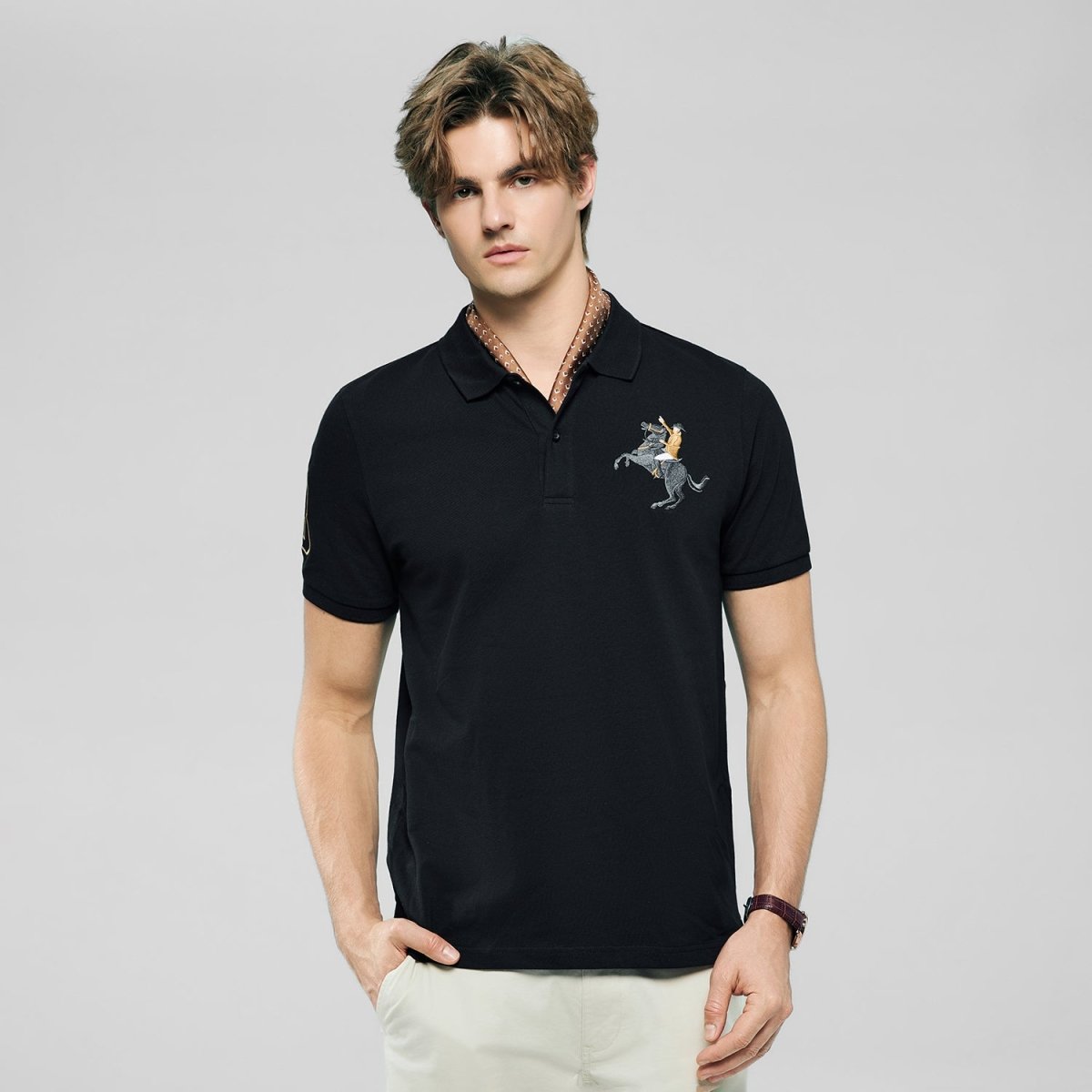 Men’s Slim Fit Napoleon Embroidery Lycra Pique Polo