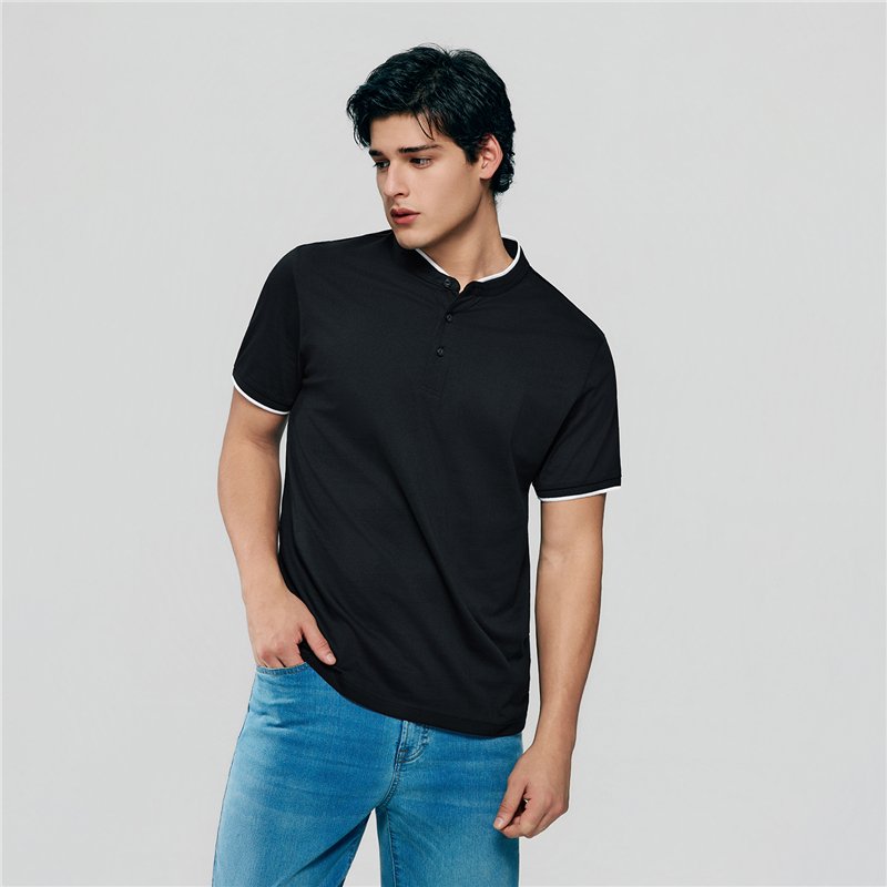 Men's Cotton Jersey Henley Short Sleeve Slim Fit Tee