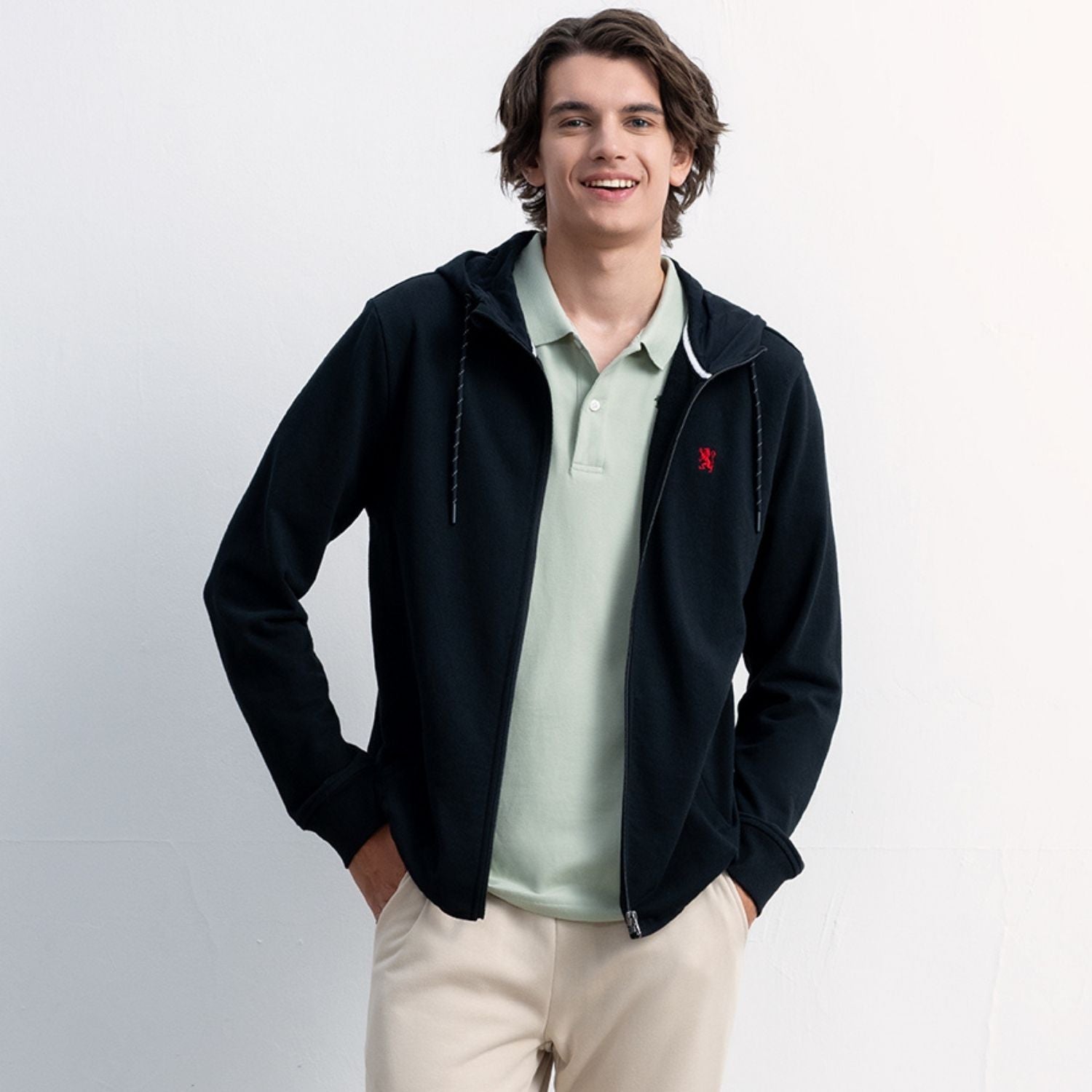 CTN/PLYSTR FRNCH TRY HDE LS SLM ZIPPER KNT JCKT