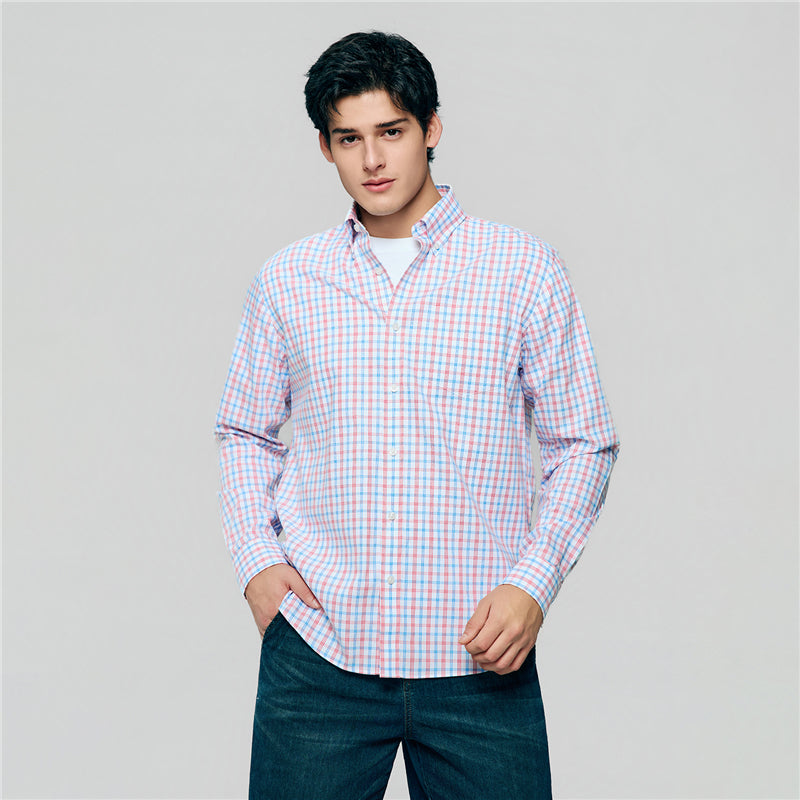 Men’s Cotton Oxford Wrinkle Free Long-Sleeve Shirt