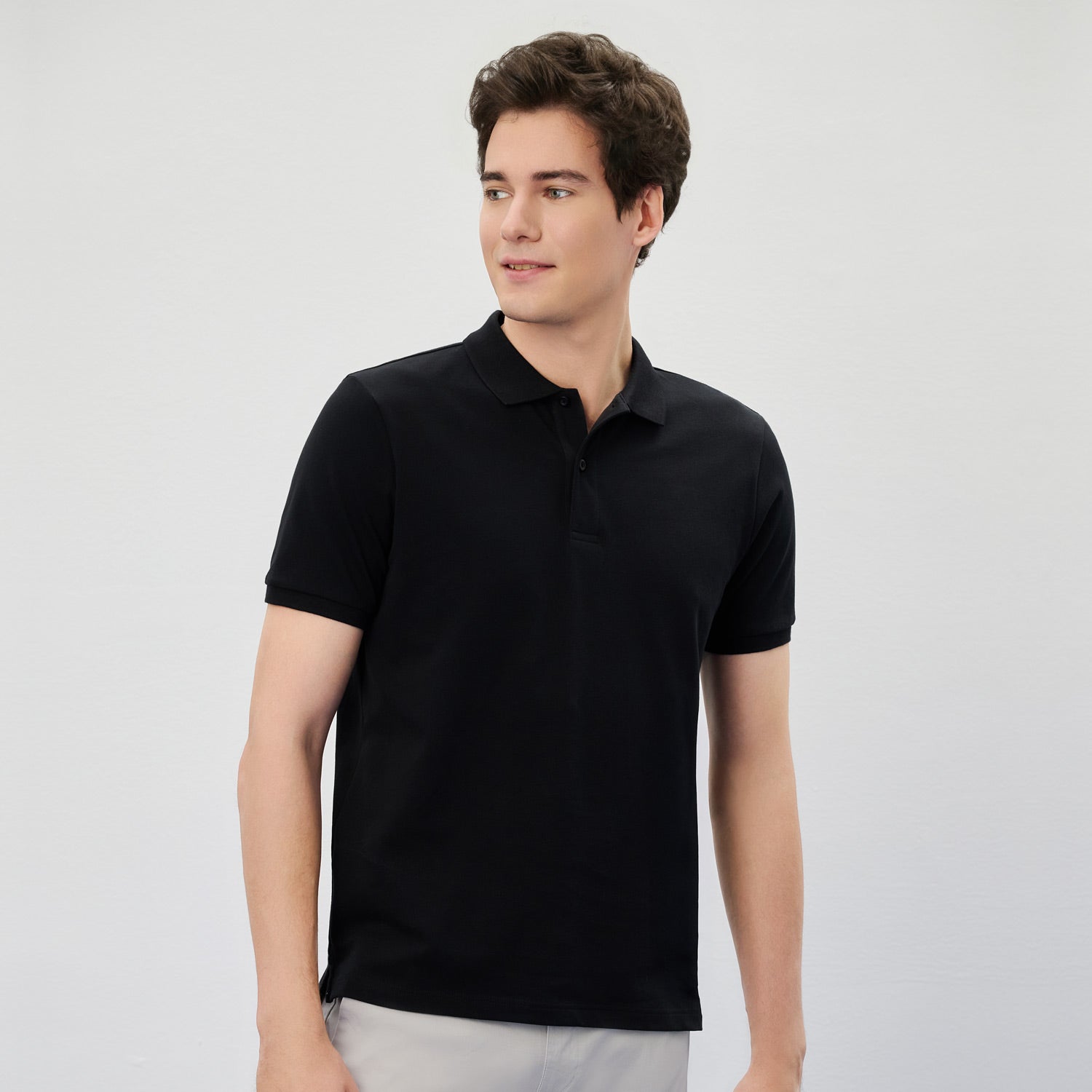 Men’s Slim Solid Pique Cotton Lycra Polo with Flat Knit Collar & Soft Finish