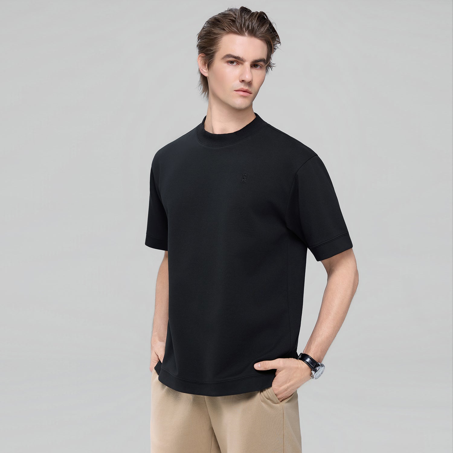 Men's Relaxed Interlock Crew Neck Tee With Embroidery