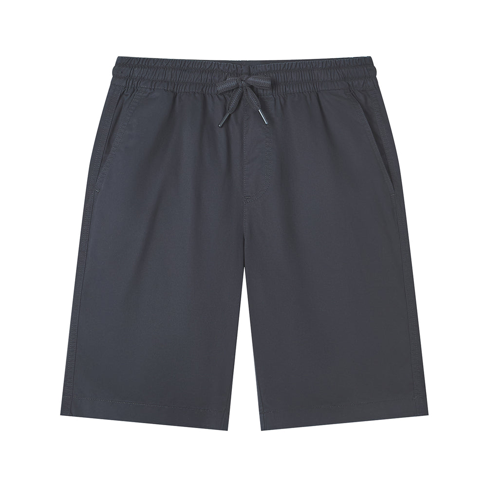 Men's Slim Fit Elastic Waist Bermuda Cotton Twill Mid Rise