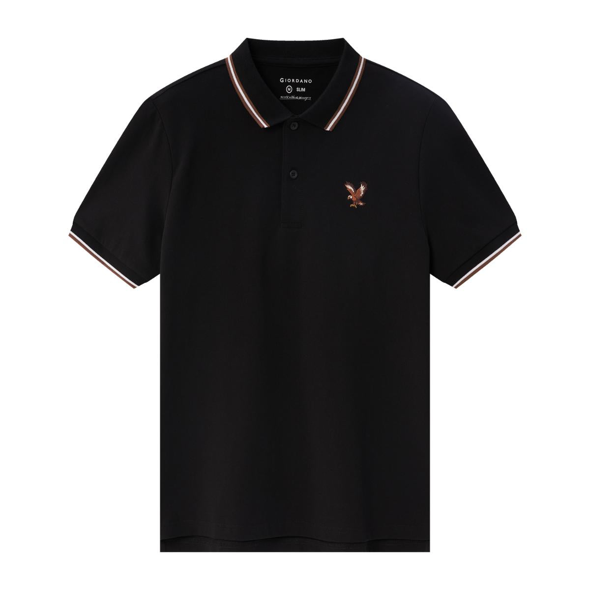 Men's Cotton Lycra Pique Polo - Slim Fit, Eagle Embroidery