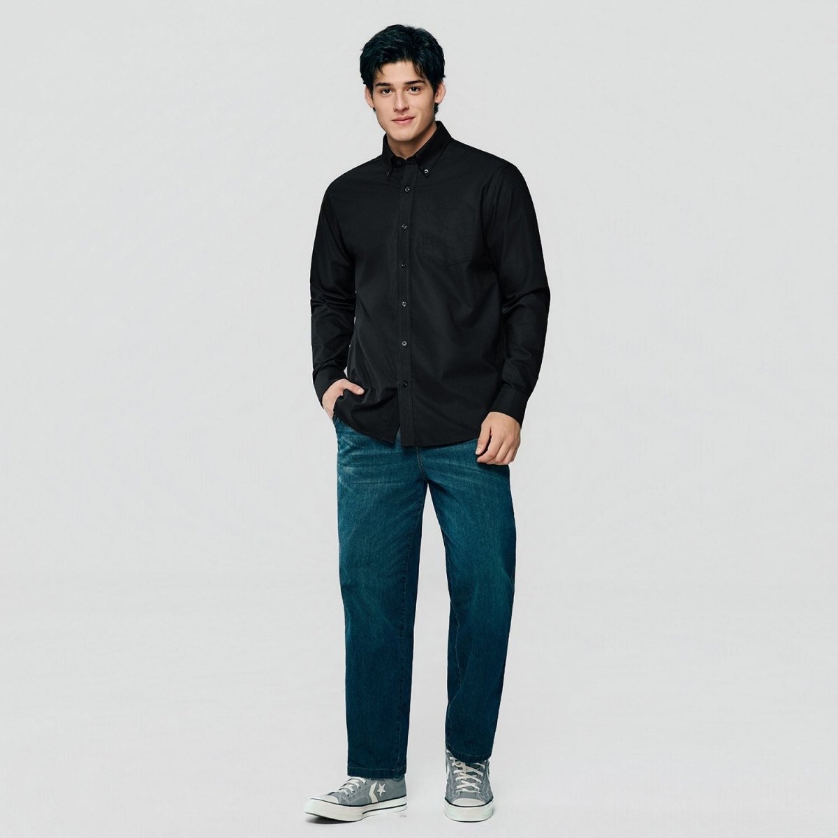 Men’s Cotton Long-Sleeve Wrinkle-Free Shirt