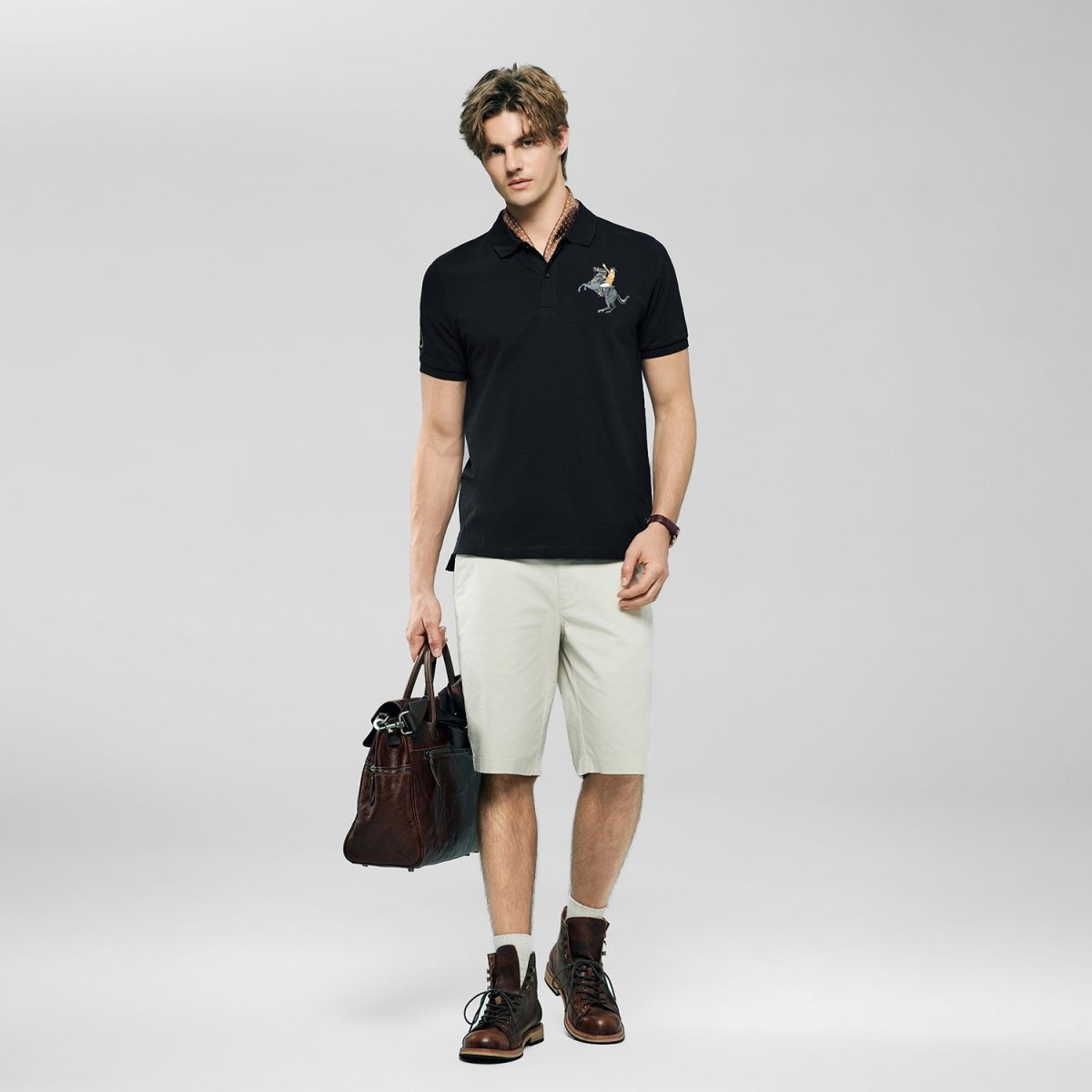Men’s Slim Fit Napoleon Embroidery Lycra Pique Polo