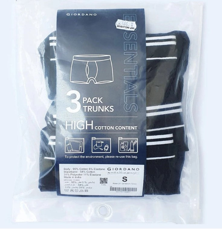 Men's Cotton Spandex Jersey 3-Pack Trunks