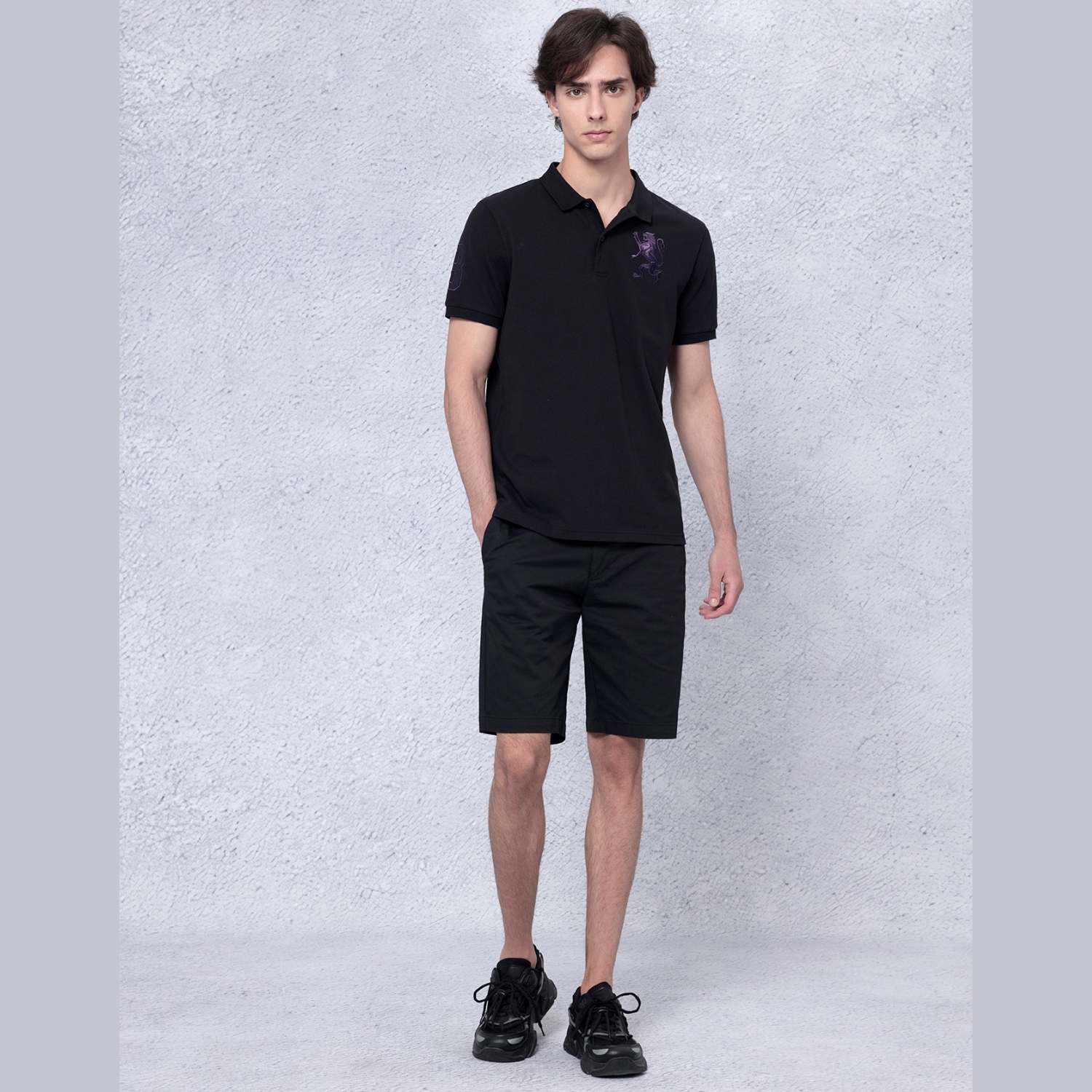Men's 3D Lion Polo: Slim Fit, Bold Embroidery, Premium Pique