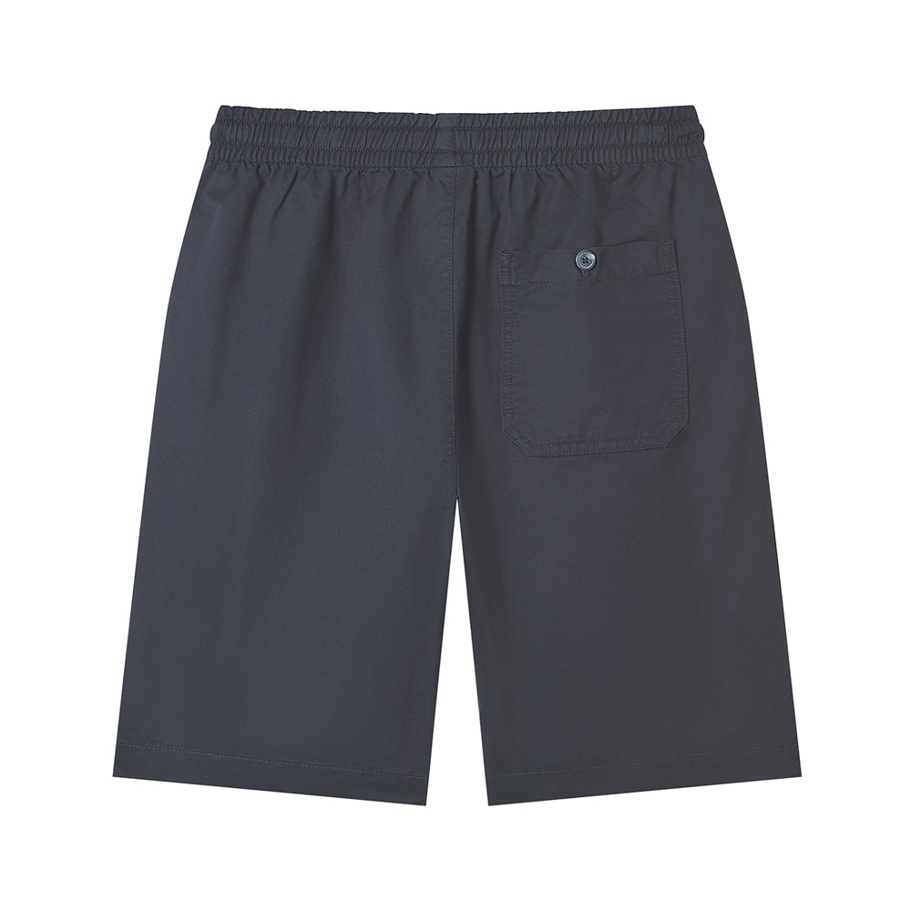 Men's Slim Fit Elastic Waist Bermuda Cotton Twill Mid Rise