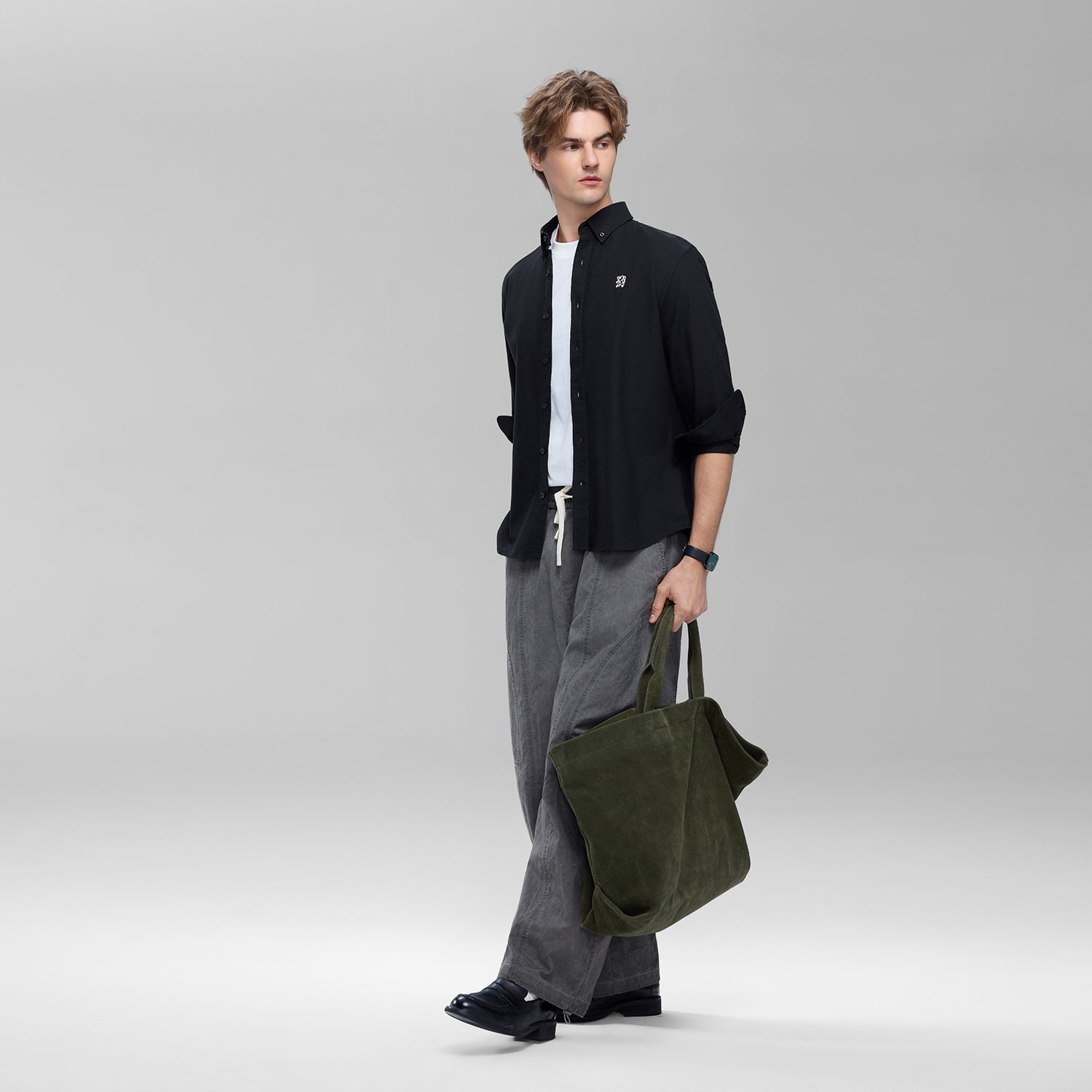 Men's Cotton Slim Oxford Shirt With Embroidery