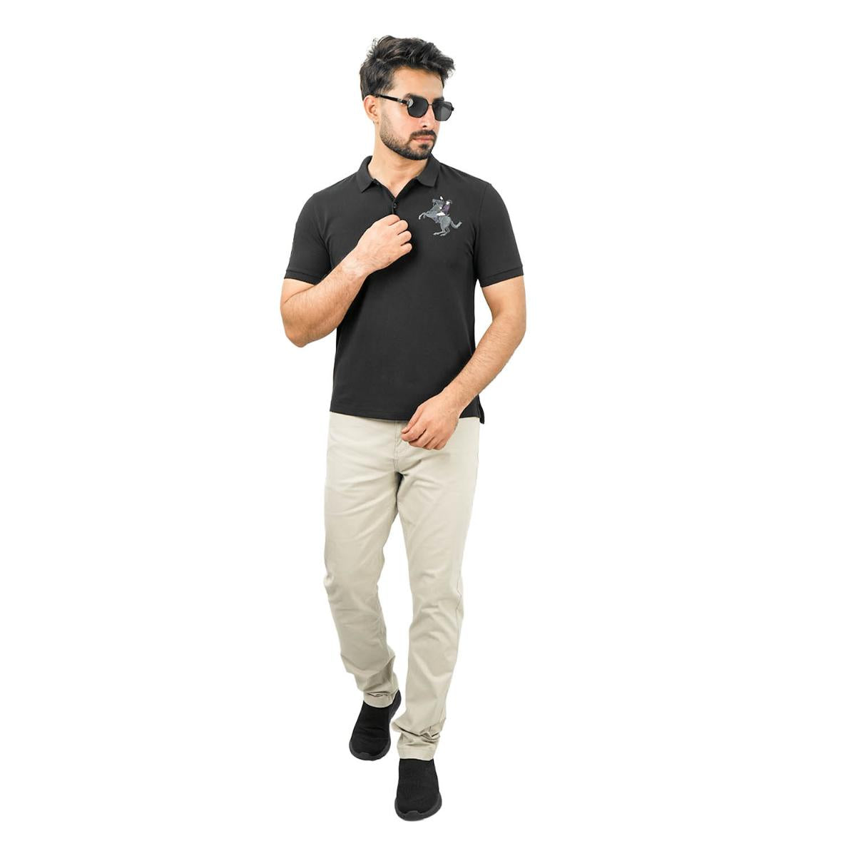 Men's Slim Fit Cotton Short Sleeve Napoleon Polo