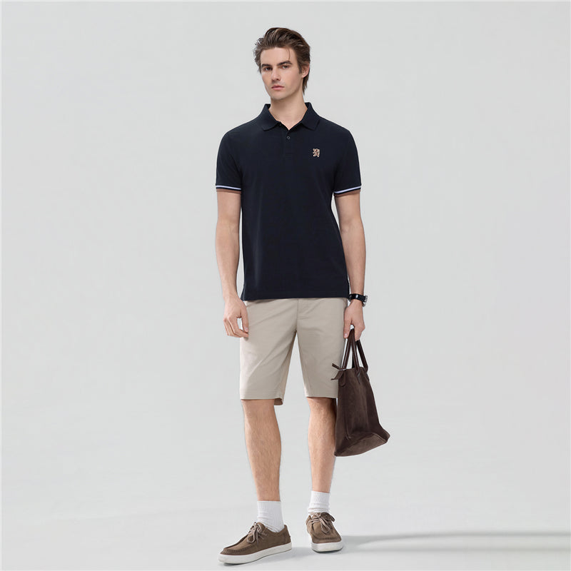 Men's Cotton Slim Performance Polo With Small Lion Embroidery