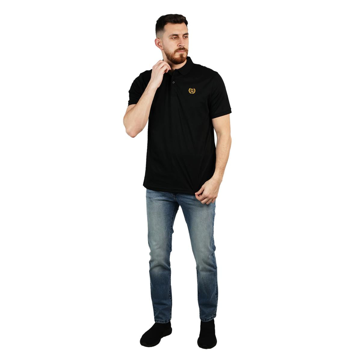 Cotton Interlock Flat Knit Color Short Sleeve Slim Embroidered Solid Polo (Liquid Touch)