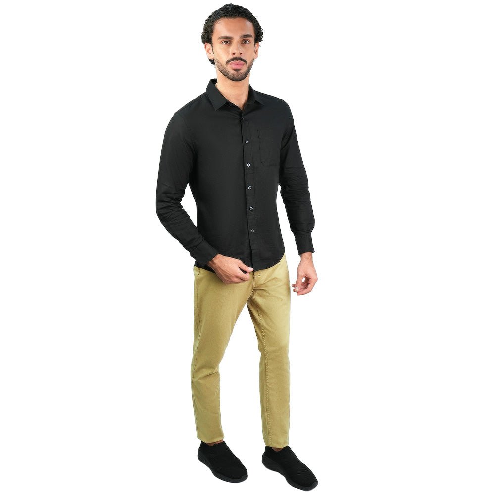 Men's Slim Linen Cotton Solid Shirt