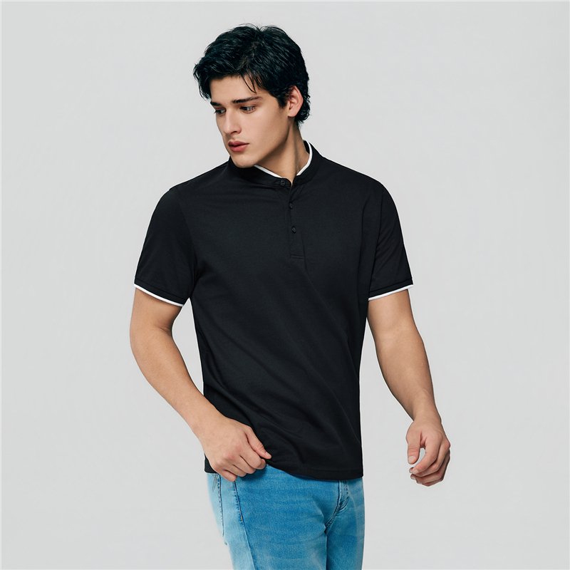 Men's Cotton Jersey Henley Short Sleeve Slim Fit Tee